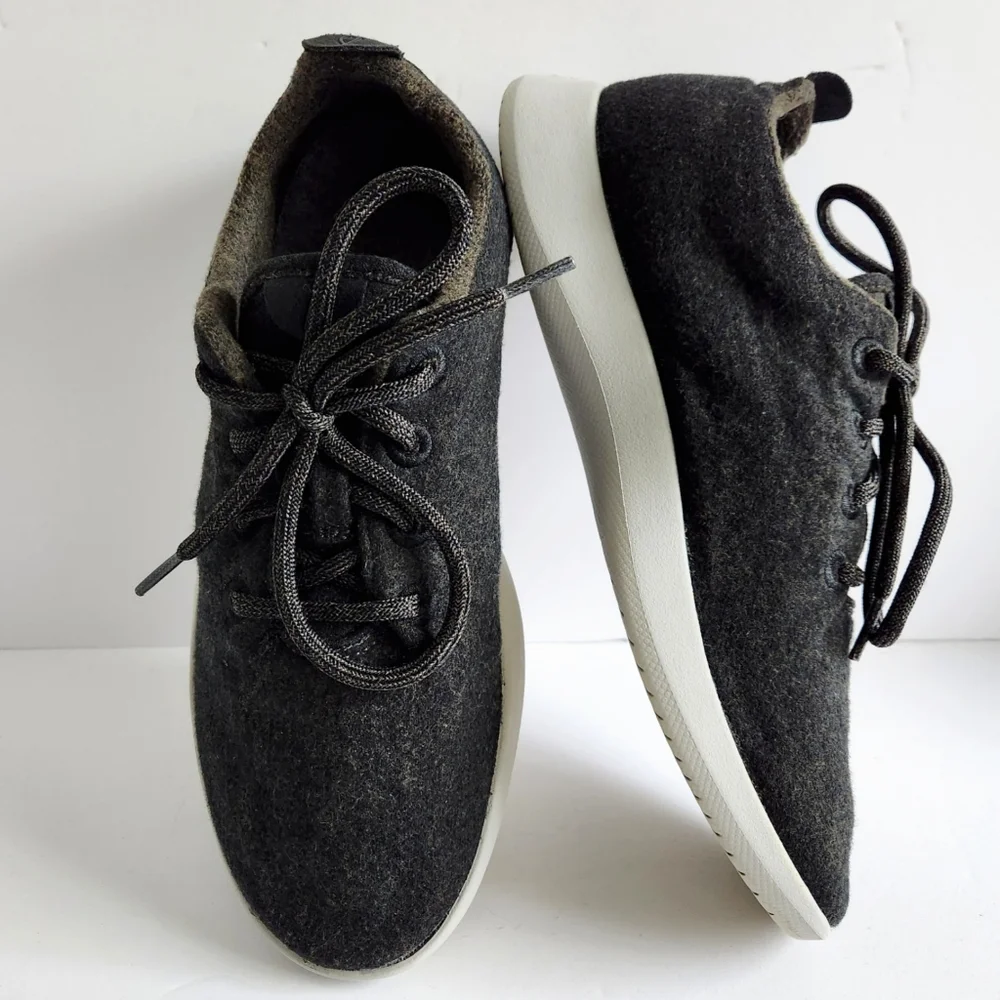 Allbirds Lace-Up Merino Wool Runners In Dark Gray, Mens Size 9
